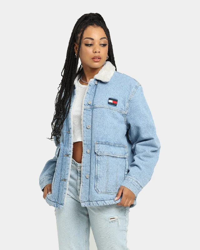 Tommy Jeans Women's Worker Sherpa Jacket Denim Striped Jacket Polka Dot Jacket Floral Jacket Tommy Jeans Women's Worker Sherpa Jacket Denim Striped Jacket Polka Dot Jacket Floral Jacket