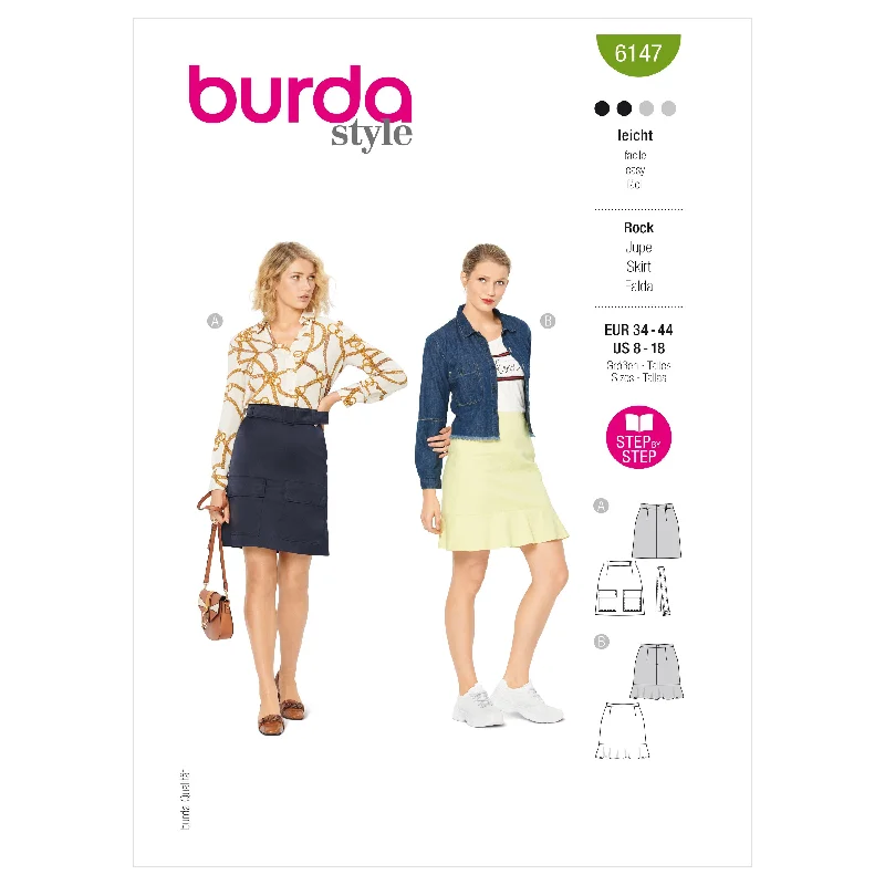 Burda Pattern 6147 Misses' Skirt denim skirt stylish