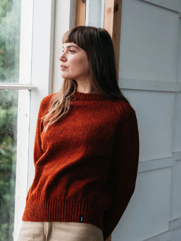 Women's Farne Crew Neck Knit Sweater Welt Pockets Slit Pockets Flap Pockets