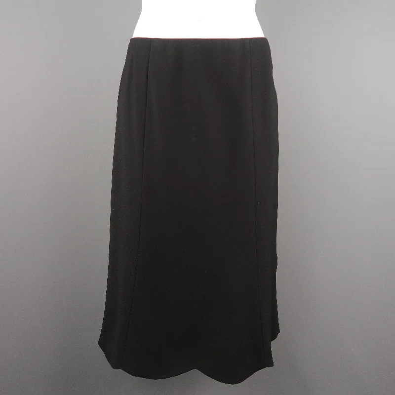 RALPH LAUREN Black Label Size 6 Black Wool Blend Scalloped Hem A Line Skirt mini skirt trendy