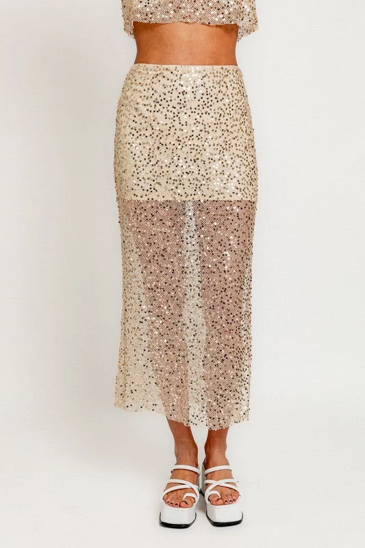 Backstage Gold Sequin Midi Skirt - Final Sale midi skirt versatile