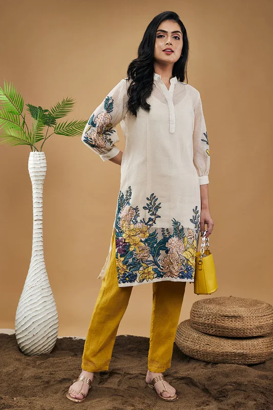 Zinnia Applique Kurta With Pants Soft Stretch Trousers