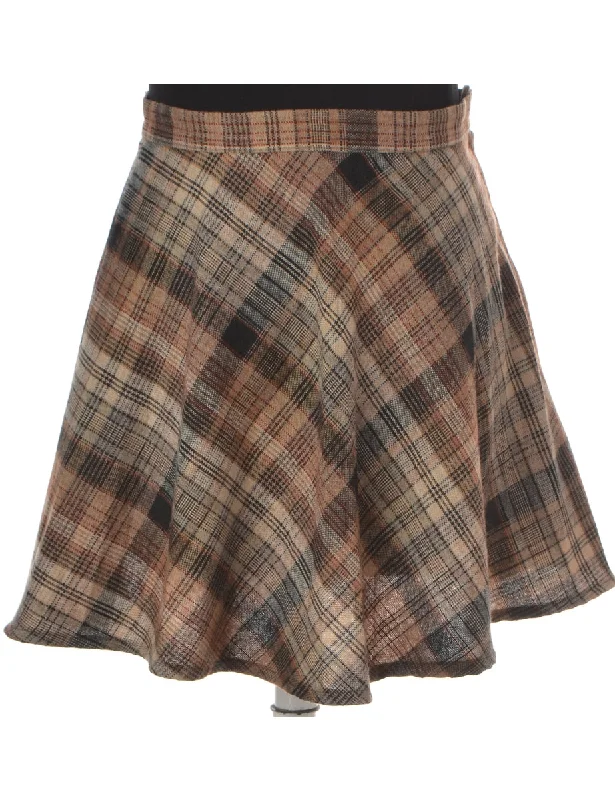 Label Brown Mini A-line Winter Skirt chiffon skirt delicate