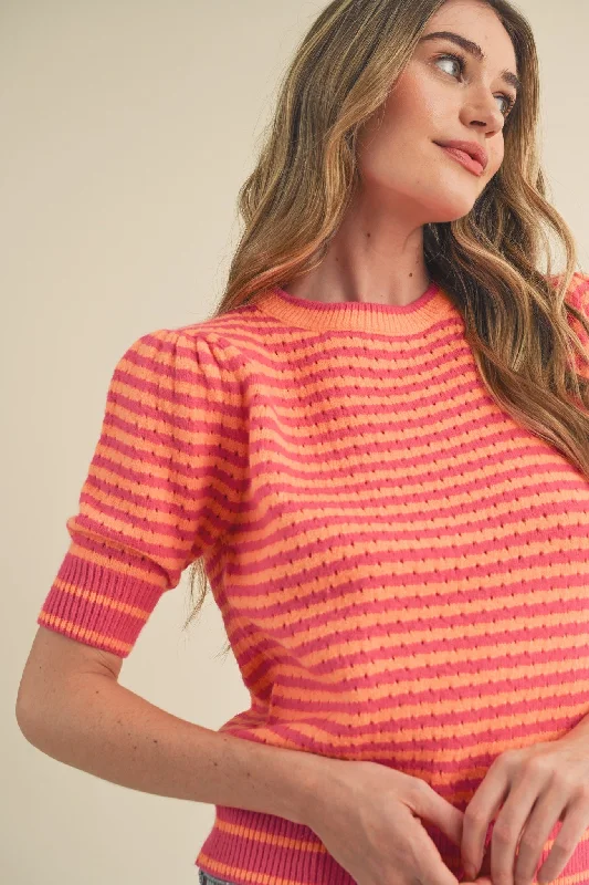 Peyton Puff Sleeve Sweater Neon Metallic Matte