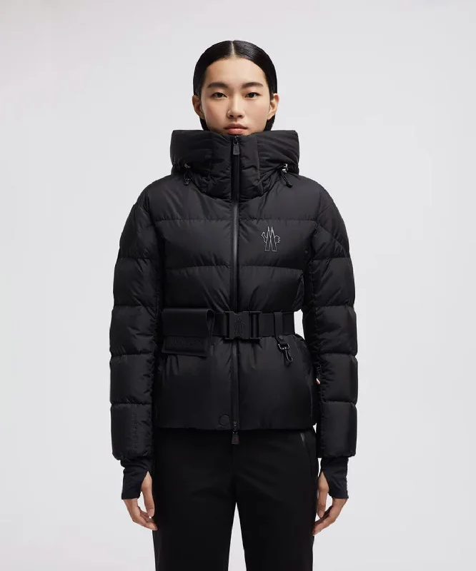 Women's Bouquetin Short Down Jacket Denim Fabric Leather Fabric Suede Fabric