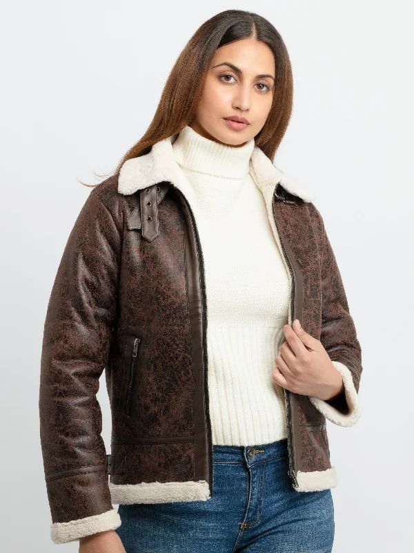 Womens Solid Collar Neck Jacket Welt Pockets Slit Pockets Flap Pockets