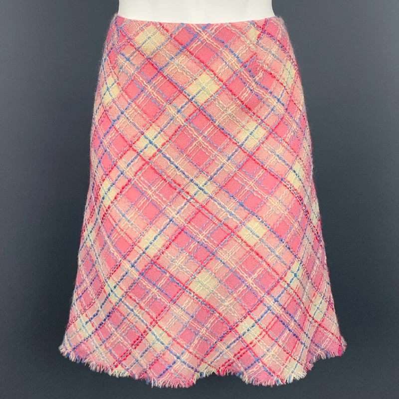 MOSCHINO CHEAP AND CHIC Size 8 Pink Boucle Wool A-Line Skirt breathable skirt fabric
