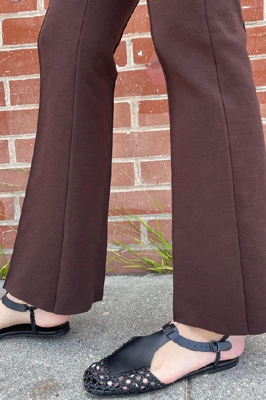Long Kick Stretch-Cotton Pants in Subtle Jacquard Chocolate (Sold Out) Chic Capri Pants