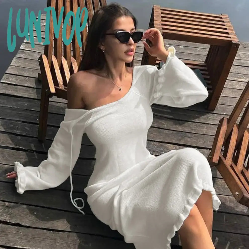 Lunivop Elegant Knitted Sweater Maxi Dress Outfits For Women Flare Sleeve Sexy Backless Lace Up Dress Knitwear Party Clothes Lady Jersey Fabric Tulle Fabric Batik Fabric Lunivop Elegant Knitted Sweater Maxi Dress Outfits For Women Flare Sleeve Sexy Backless Lace Up Dress Knitwear Party Clothes Lady Jersey Fabric Tulle Fabric Batik Fabric