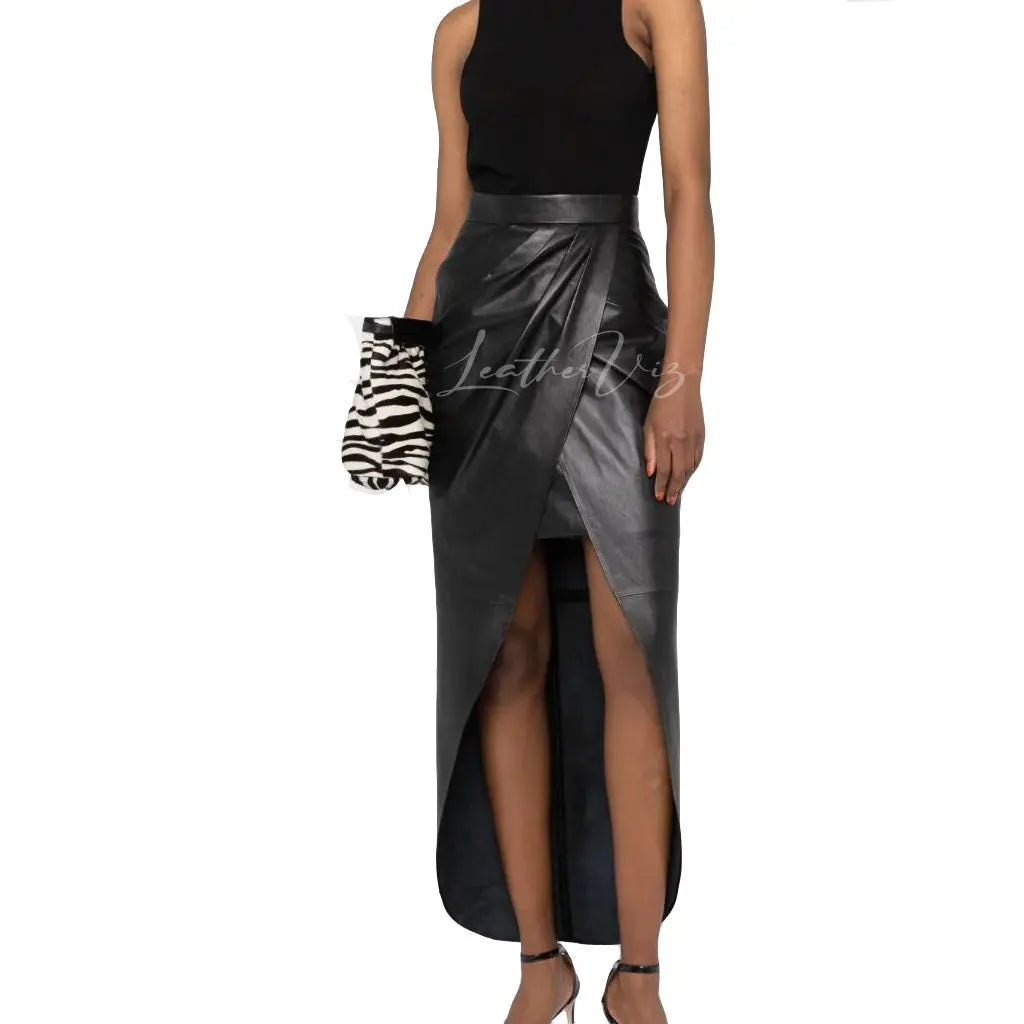 Draped Style Leather Wrap Skirt lace skirt romantic