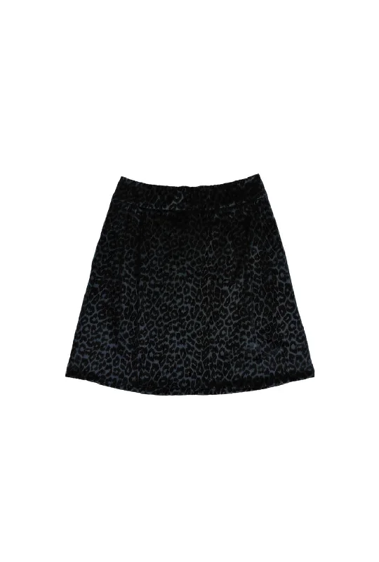 Maggie Mini Skirt - Black Cheetah Corduroy chiffon skirt lightweight