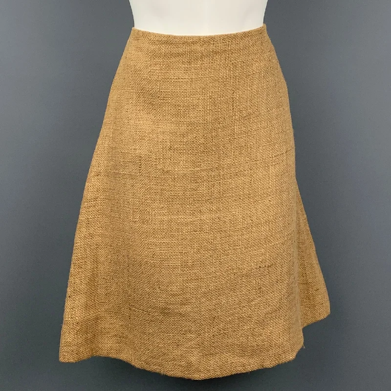 DOLCE & GABBANA 2013 Size 6 / IT 42  Natural Woven Jute A-line Skirt linen skirt breathable