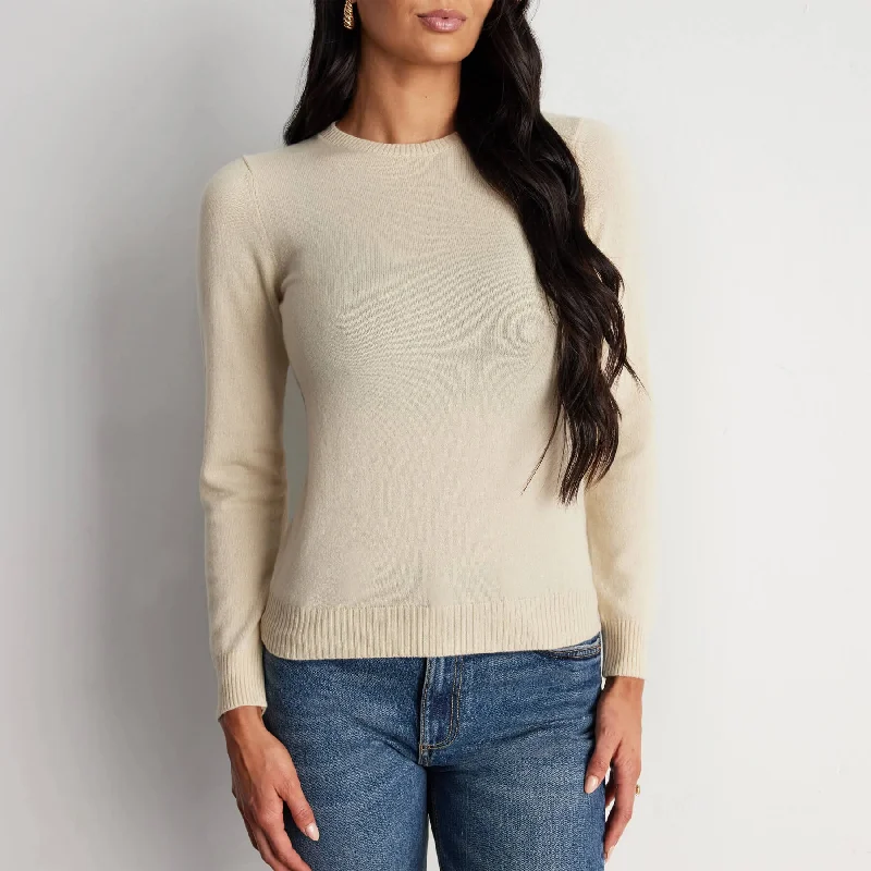Elizee 100% Cashmere Crewneck Sweater Notch Collar Peter Pan Collar Cowl Neck