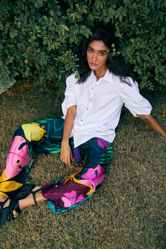 The Tropical Night Straight Bemberg Pants Warm Wool Trousers