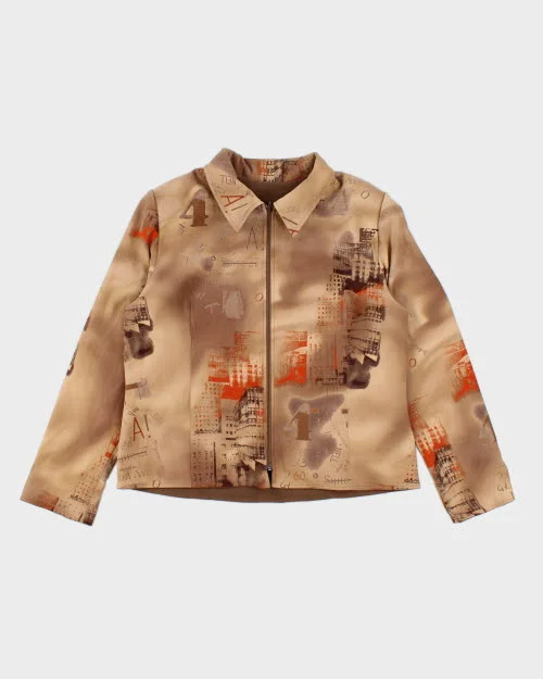 Y2k 00s Brown Reversible Jacket - L Satin Jacket Silk Jacket Chiffon Jacket