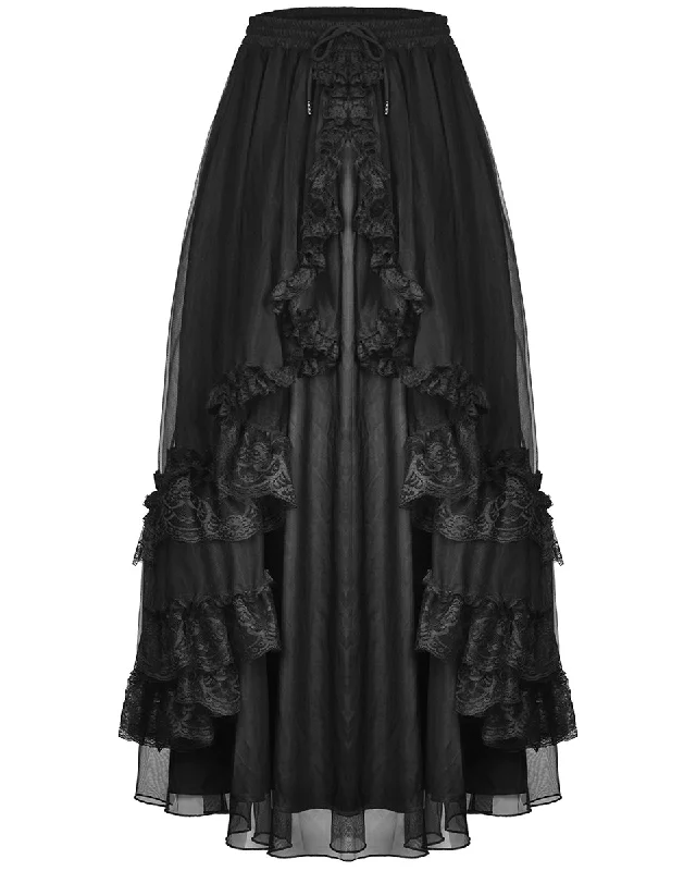 Dark In Love Long Layered Gothic Courtesan Skirt corduroy skirt textured