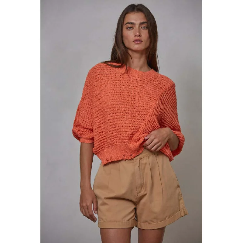 By Together - Zari Sweater Top - Dark Coral Faux Fur Fabric Real Fur Fabric Shearling Fabric By Together - Zari Sweater Top - Dark Coral Faux Fur Fabric Real Fur Fabric Shearling Fabric