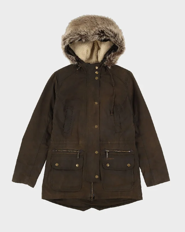 Barbour Green Hooded Jacket - S Stand-Up Collar Roll-Neck Collar Turtle Neck