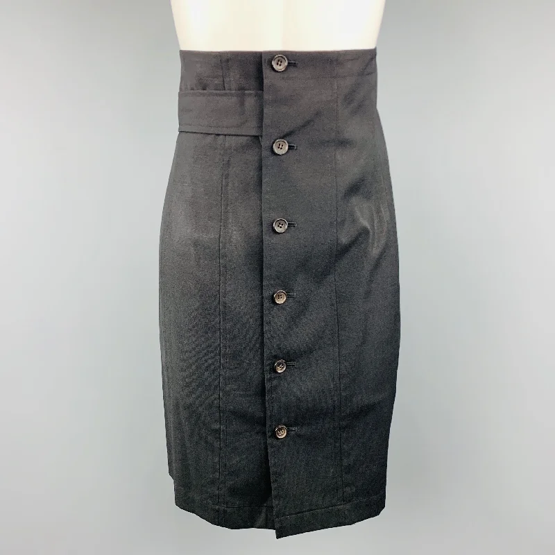 COMME des GARCONS Size S Black Wool Button Up Waistband Skirt chiffon skirt flowing