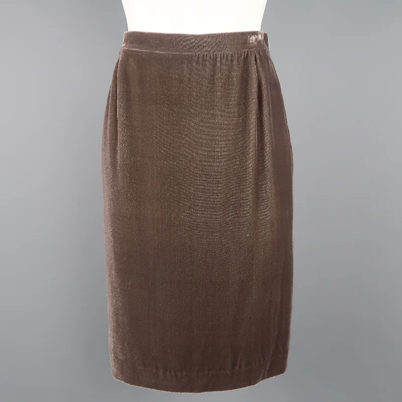 MISSONI Size 6 Taupe Silk Blend Velvet Pencil  Skirt linen skirt light