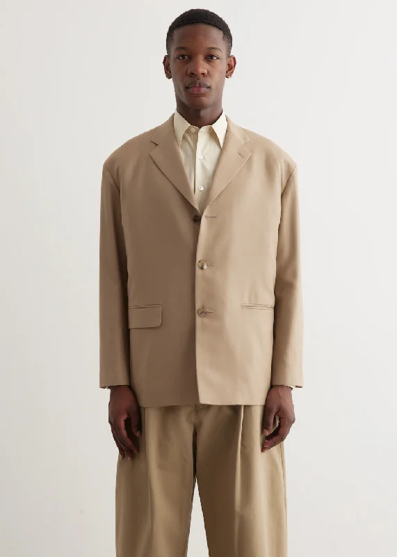 Wool Serge 3 Button Jacket Insulated Jacket Fitted Jacket Loose Jacket