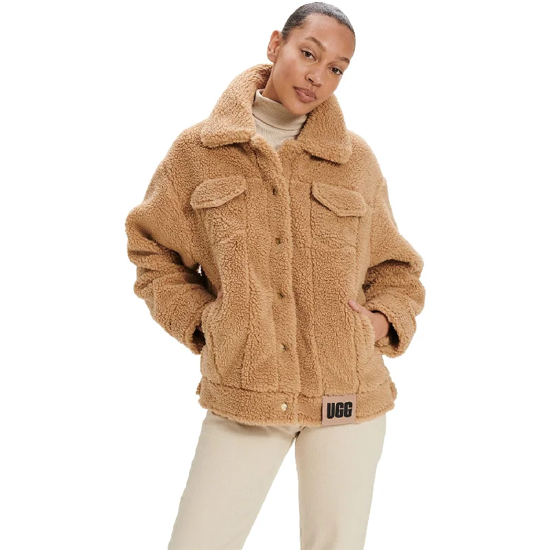 Women's UGG Frankie Sherpa Trucker Jacket Camel Synthetic Rayon Fabric Velvet Fabric Corduroy Fabric Women's UGG Frankie Sherpa Trucker Jacket Camel Synthetic Rayon Fabric Velvet Fabric Corduroy Fabric