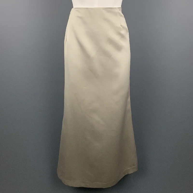 VERA WANG Size 12 Champagne Satin Polyester A-Line Skirt high slit skirt