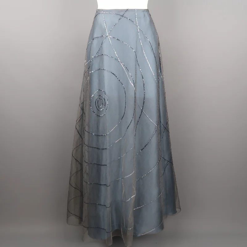 RANDOLPH DUKE Size 10 Blue Sequin Tulle Overlay Silk  Evening Skirt chiffon skirt delicate