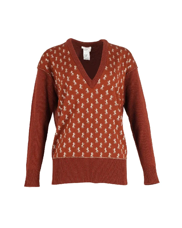 Chloé Metallic Intarsia Blend Sweater in Brown Wool Cashmere Blend Cotton Blend Poly Blend Chloé Metallic Intarsia Blend Sweater in Brown Wool Cashmere Blend Cotton Blend Poly Blend