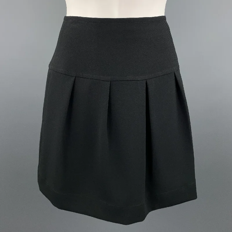 ST. JOHN Size 2 Black Pleated Mini Skirt velvet skirt luxury