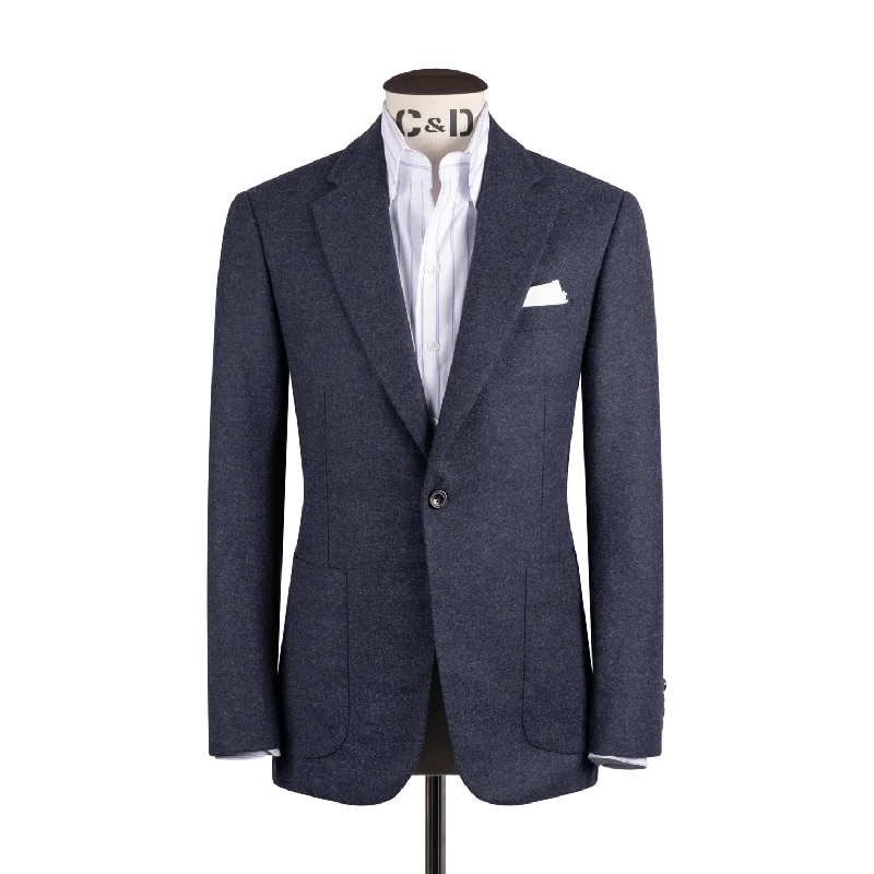 Notch Lapel Jacket in Airforce Blue Wool Cashmere Denim Jacket Leather Jacket Suede Jacket Notch Lapel Jacket in Airforce Blue Wool Cashmere Denim Jacket Leather Jacket Suede Jacket