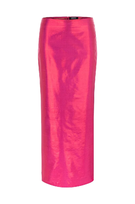FUCHSIA SILK MAXI SKIRT linen skirt airy