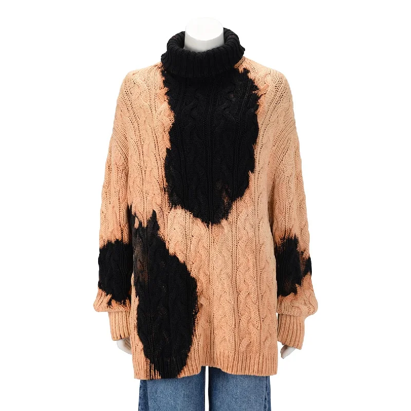 Balenciaga Bleached Black Cable Knit Turtle Neck Sweater XS Zippered Front Buttoned Front Snap Front Balenciaga Bleached Black Cable Knit Turtle Neck Sweater XS Zippered Front Buttoned Front Snap Front