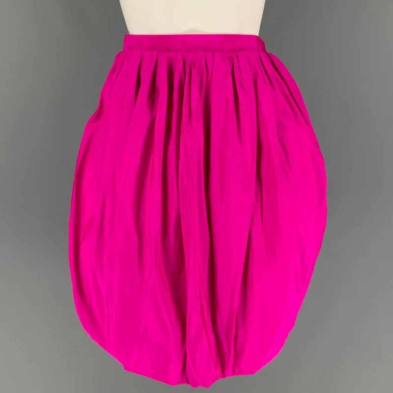 CALVIN KLEIN 205W39NYC Size 2 Pink Silk Pleated Circle Skirt wrap skirt elegant