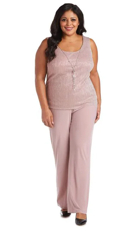R&M Richards - 7171WSC Plus Metallic Crinkle Pant Suit Elegant Dress Pants