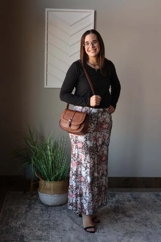 Floral High Waist Maxi Skirt linen skirt natural