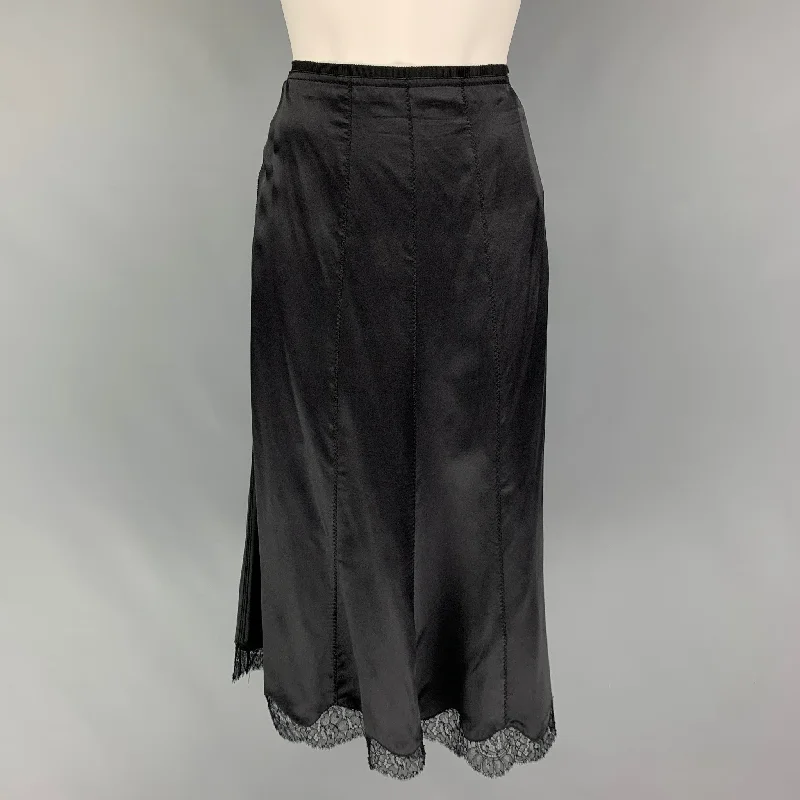 PRADA Size 4 Black Silk Tulip Skirt denim skirt trendy
