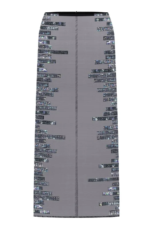 BLACK CRYSTAL PIXEL MIDI SKIRT velvet skirt sumptuous