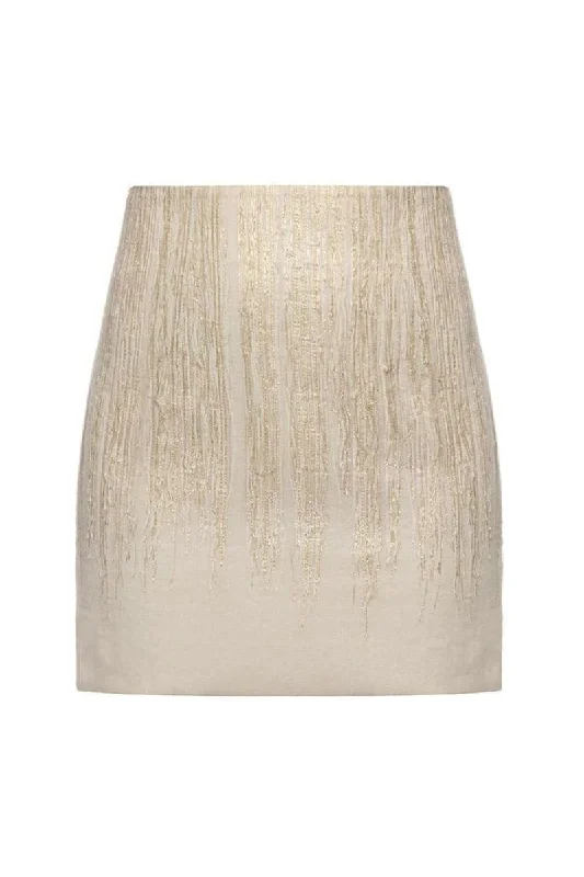 GOLD A-LINE MINI SKIRT cashmere skirt fine