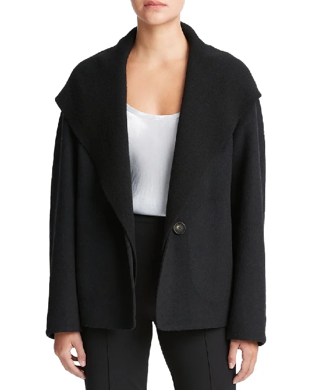 Vince Knit Combo Wool-Blend Jacket Denim Fabric Leather Fabric Suede Fabric