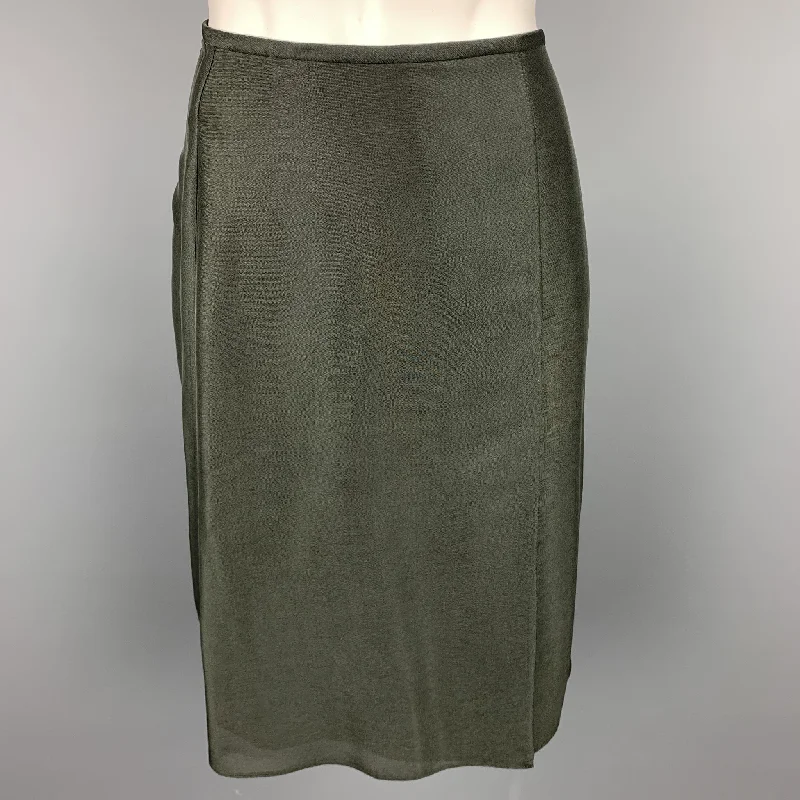 GIORGIO ARMANI Size 8 Olive Viscose Blend A-Line Skirt lace skirt romantic