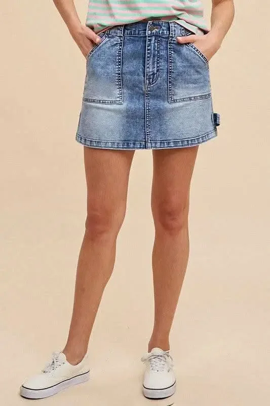 Annie Wear Cargo Denim Mini Skirt linen skirt natural