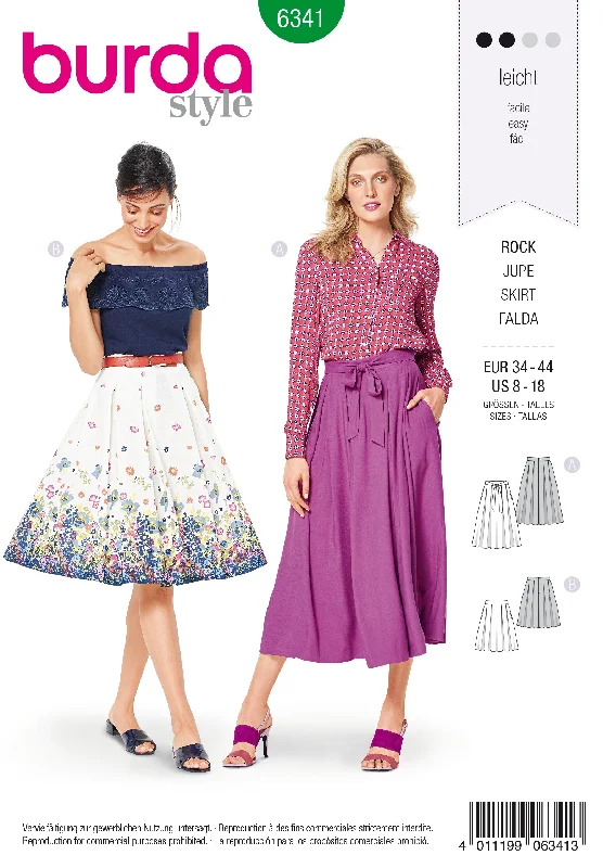 Burda Pattern 6341 Misses' inverted pleat skirt wool skirt sturdy
