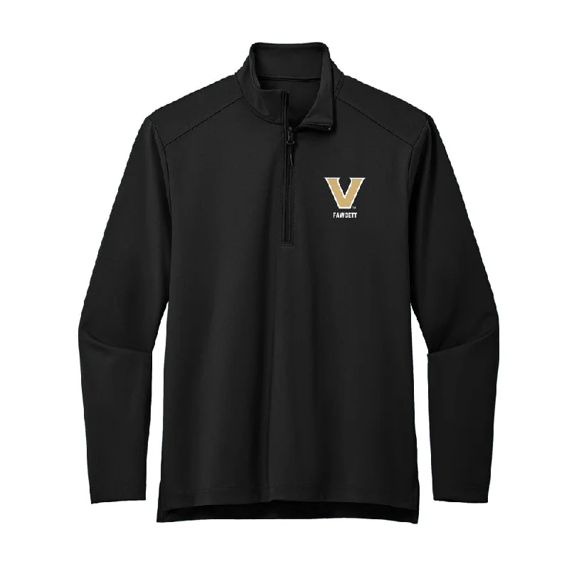 Vanderbilt - NCAA Women's Cross Country : Cameron Fawcett - Premium Quarter Zip Jacket Boat Neck Shawl Collar Notched Collar Vanderbilt - NCAA Women's Cross Country : Cameron Fawcett - Premium Quarter Zip Jacket Boat Neck Shawl Collar Notched Collar