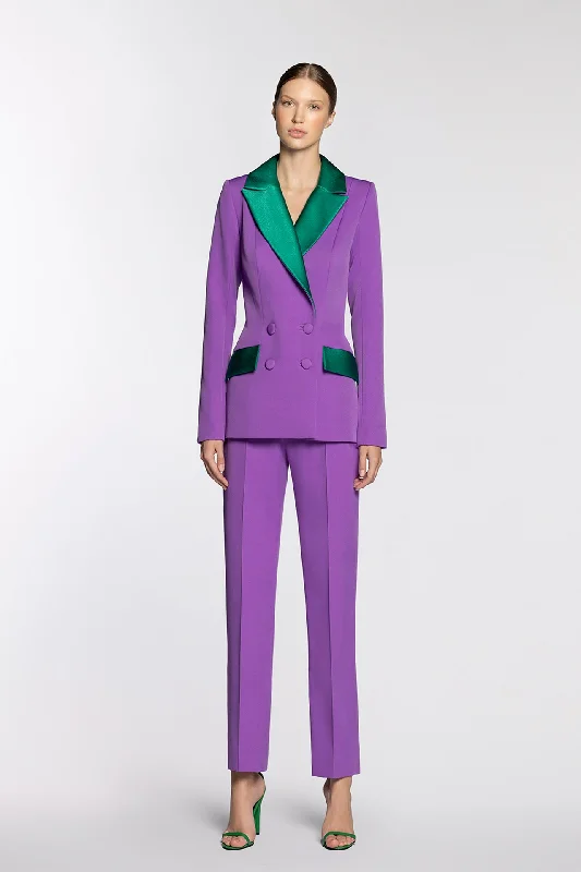 Double vested crepe jacket with pants Comfortable Cargo Pants