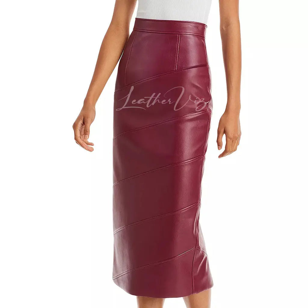 Pencil Silhouette Paneled Faux Leather Skirt leather skirt modern