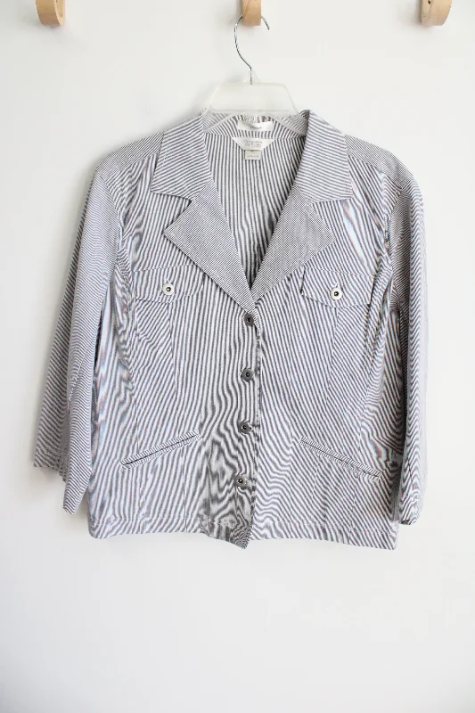 Christopher & Banks Blue White Striped Light Jacket | L Petite Mesh Jacket Canvas Jacket Denim Jacket Christopher & Banks Blue White Striped Light Jacket | L Petite Mesh Jacket Canvas Jacket Denim Jacket