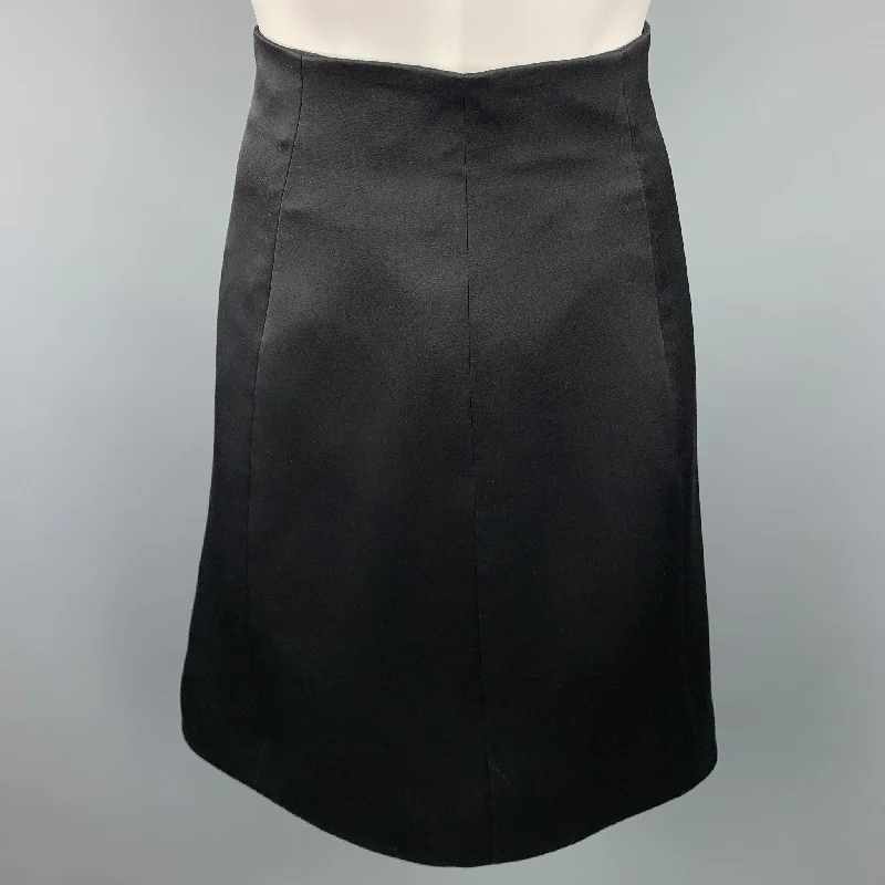 RALPH LAUREN Size 4 Black Silk Wool A-Line Skirt wool skirt sturdy