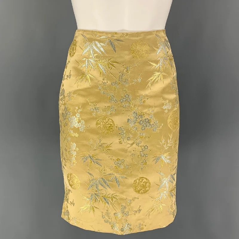 KIMERA Size S Yellow Silk Chinoiserie Skirt linen skirt airy