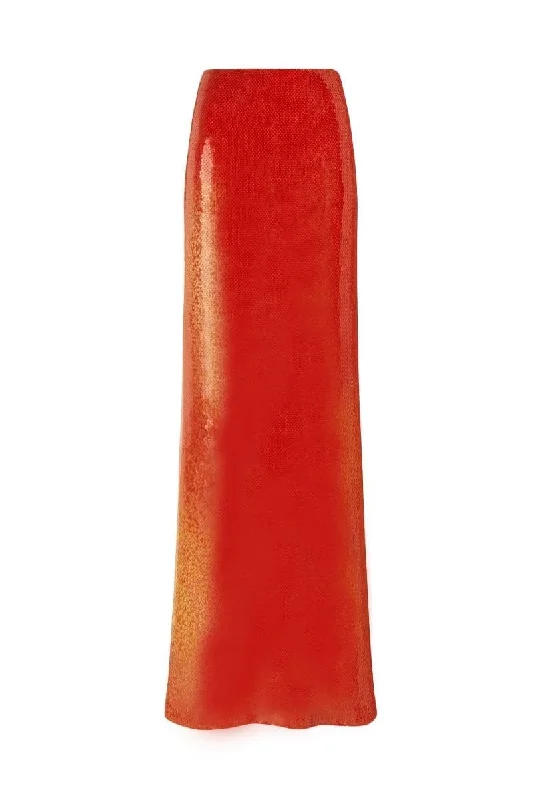 ORANGE SEQUIN SUN MAXI SKIRT velvet skirt plush